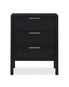 Santorini Bedside 3 Drawers Black, W 50cm D 45cm H 61.5cm (RRP $499)
