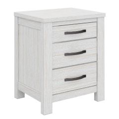 "Avalon" Hamptons Style Coastal Timber 3 Drawer Bedside Table, White Wash 50x40x60cm (RRP $449)