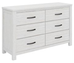"Avalon" Hamptons Style Coastal Timber 6 Drawer Dresser, White Wash 132cm x 40cm x 80cmH (RRP $1499)