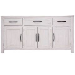 "Avalon" Hamptons Style Coastal Timber Buffet 4 Doors 3 Drawers, White Wash 158cm X 40.5cm X 87cm (RRP $1499)