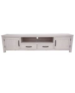 "Avalon" Coastal Style Timber TV Entertainment Unit 2 Doors 2 Drawers, White Wash 216cmW x 45cmD x 55cmH (RRP $1499)