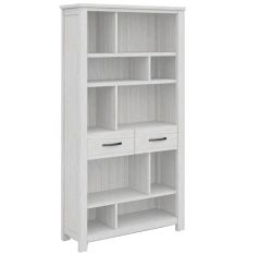 "Avalon" Hamptons Style Coastal Timber Bookcase, White Wash 100x36x190CM (RRP $1499)