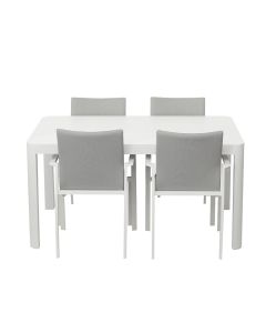 "Baska" 5 Piece Square Extension Outdoor Dining Set W97–149 × D97 × H76 CM White (RRP $2699)