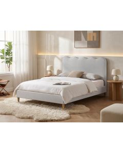 "Alexandria" Modern Coastal Upholstered Fabric Bed Frame Queen Size, Natural (RRP $799)