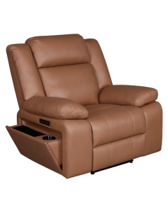 "Cooper" Premium Abby Fabric Single Electric Recliner – Tan W110 x D95 x H105 CM (RRP $1499)