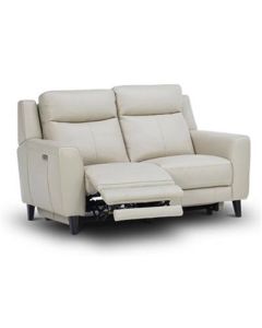"Newport" Superior Comfort Premium Quality Leather 2 Seater Lounge with 2 Electric Recliners, Beige W159 x D97 x H102 CM (RRP $3499)
