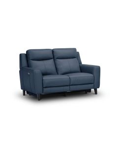 "Newport" Superior Comfort Premium Quality Leather 2 Seater Lounge with 2 Electric Recliners, Marine Blue W159 x D97 x H102 CM (RRP $3499)