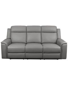 "Newstead" Superior Comfort Premium Quality Leather 3 Seater Electric Recliner Lounge, Graphite W346 x D95 x H108 CM (RRP $3499)