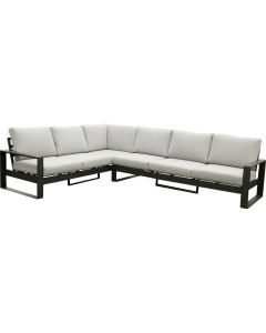 BURANO OUTDOOR ALUMINIUM CORNER LOUNGE, GUNMETAL (RRP $2999)