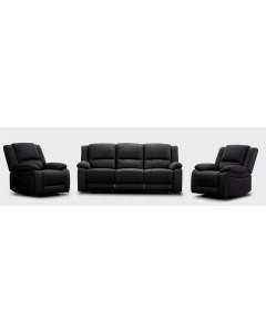 Captain" Premium Fabric 3 Seater with 2 Recliners Lounge Suite – Onyx W219 x D97 x H101 CM (RRP $3499)