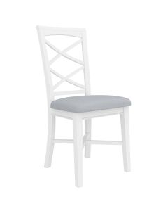 "Montauk" Hamptons Style Chair with Cross Back Detail and Cushioned Seat, Vivid White (RRP $349)