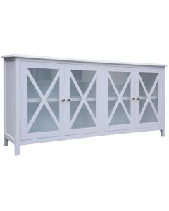 "Montauk" Hamptons Style Timber 4 Door Buffet Sideboard White, 180cmW x42cmD x 90cmH (RRP $1699)