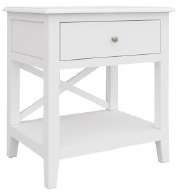 "Montauk" Hamptons Style Timber Side Table 1 Drawer with shelf White, 55cm x 42cm x 58cm (RRP $399)