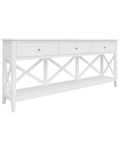 "Montauk" Timber Hall Console Table 3 Drawers White, 176cmW x 42cmD x 78cmH (RRP $1499)