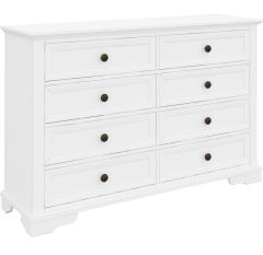 "Sophia" Hampton Style Hardwood Timber Dresser 8 Drawers White, 150cm x 44cm x 100cm (RRP $1499)