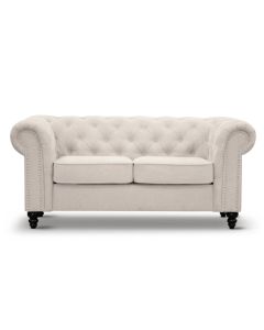 "Taegon" Hamptons Style  Chesterfield 2 Seater Buttoned Lounge, Beige W177 x D86.5 x H78.5 CM (RRP $1999)