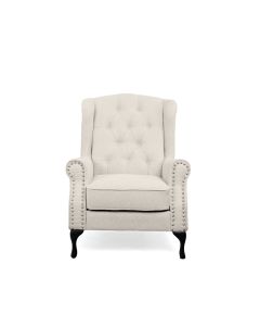 "Taegon" Hamptons Style Chesterfield Buttoned Wing Chair with Studs, Beige W80 x D78 x H117 CM (RRP $999)