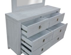 "Hamilton" Hamptons Style Hardwood Dresser 6 Drawers, Whitewash W132 x D40.x H81.5 CM (RRP $1199)