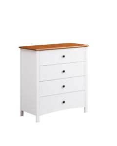 "Chloe" Hamptons Style 4 Drawer Tallboy, White 90x42x95CM (RRP $999)