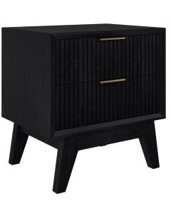 "Ellie" Hamptons Style 2 Drawer Bedside Table, Black 55x42x60CM (RRP $449)