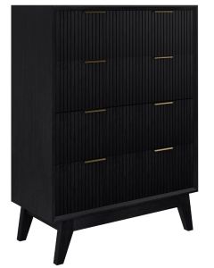 "Ellie" Hamptons Style 4 Drawer Tallboy, Black 90x42x120CM (RRP $1299)