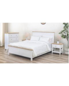 "Shellwood" White & Timber Bed Frame, Queen Size (RRP $1499)