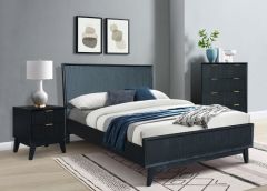 "Ellie" Hamptons Style King Bed, Bedsides & Tallyboy Package, Black W191 x D223 x H120 CM (RRP $3999)