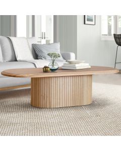 Marlow Oval Coffee Table Natural Messmate, W140 x D65 x H40 CM  (RRP $1299)