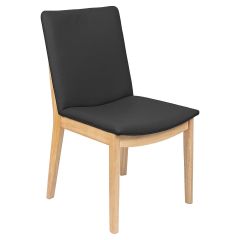 "Hamilton" Resort Style Genuine Leather Dining Chair, Black with Natural timber Legs (RRP $399)