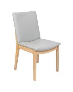 "Hamilton" Resort Style Genuine Leather Dining Chair, Pewter with Natural timber Legs (RRP $399)