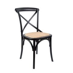 "Noosaville" Hardwood Timber Dining Chair Cross Back Black with Rattan Seat (RRP $299)