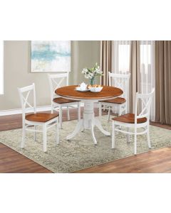 "Hope Island" Hamptons Style 5 Piece Timber Dining Setting White 100cm Round Table & 4 Dining Chairs (RRP $1499)