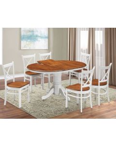 "Hope Island" Hamptons Style 7 Piece Timber Dining Setting Extension Table & 6 White Chairs (RRP $2499)
