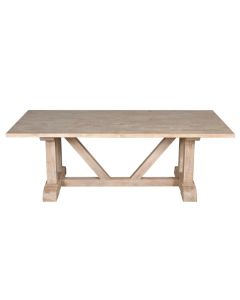 "Los Lunas" Premium Whitewash Mango Wood Dining Table, W220 x D100 x H76 CM (RRP $2999)