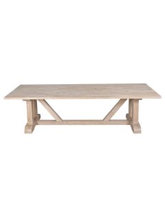 "Los Lunas" Premium Whitewash Mango Wood Dining Table 280CM, Rustic Contemporary Design W280 x D100 x H76 CM (RRP $3499)