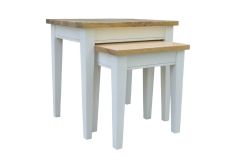 "Haven" Hamptons Style Solid Timber Nesting Side Tables, Natural & White W56 x D44 x H55 CM (RRP $599)