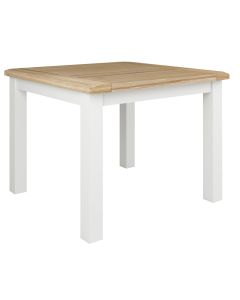 "Corlette" Coastal Hamptons Style Square Timber Dining Table Oak Top & White Legs, 100cm x 100cm (RRP $999)