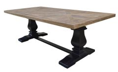 "Tuscany" Hardwood Timber Dining Table, Oak Top & Black Base 230x110cm  (RRP $2499)