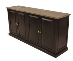 "Tuscany" Hardwood Timber Sideboard Buffet, Oak top + Black Base, 180X45X85cm (RRP $1999)