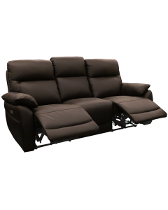 "Aspect" Superior Comfort Premium Quality Leather 3 Seater with 2 Power Recliners – Chocolate W202 x D92 x H103 CM (RRP $2999)