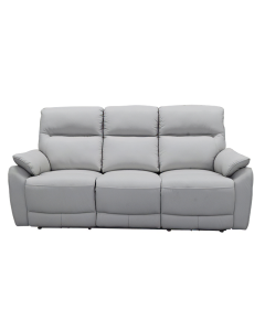 "Aspect" Premium Quality Leather 3 Seater with 2 Power Recliners – Silver W202 x D92 x H103 CM (RRP $2999)