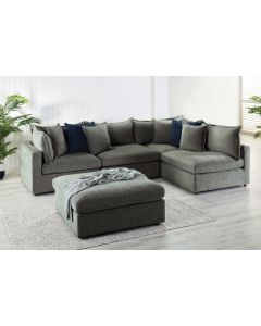 "Carolina" Hamptons Style 4 Seater Sofa Lounge with Ottoman, Pewter (RRP $4499)
