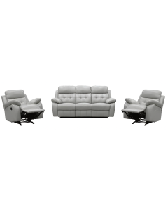 "Cosmic" Superior Comfort Premium Quality Recliner Lounge Set, Silver 3 Seater + 2 Recliners W211 x D91 x H99 CM (RRP $3499)