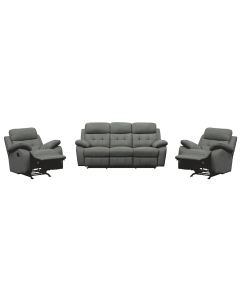 "Cosmic" Superior Comfort Premium Quality Recliner Lounge Set, Grey 3 Seater + 2 Recliners W211 x D91 x H99 CM (RRP $3499)