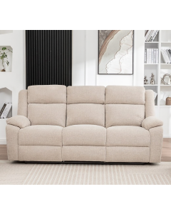 "Dream Sofa" Superior Comfort Premium Quality Fabric Electric Recliner 3 Seater with Drop Down Tray, Beige W214 x D95 x H104 CM (RRP $1999)