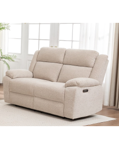 "Dream Sofa" Superior Comfort Premium Quality Fabric 2 Seater Electric Recliner, Beige W188 x D95 x H104 CM (RRP $1799)