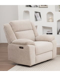 "Dream Sofa" Superior Comfort Premium Quality Fabric Electric Recliner, Beige W95 x D95 x H104 CM (RRP $999)