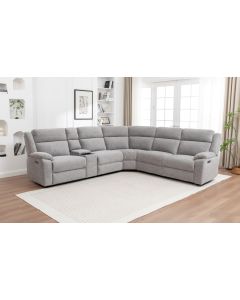 "Dream Sofa" Superior Comfort Premium Quality Fabric Corner Modular Electric Recliner Lounge, Grey W214 x D95 x H104 CM (RRP $3999)