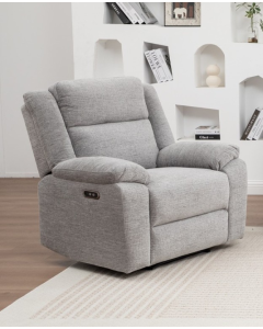 "Dream Sofa" Superior Comfort Premium Quality Fabric Electric Recliner, Grey W95 x D95 x H104 CM (RRP $999)