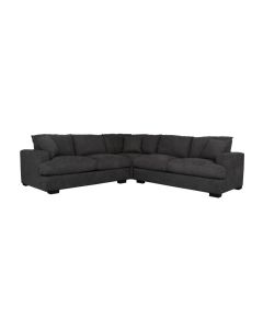 "Hamilton" Superior Comfort Fabric & Feather Corner Modular Lounge, Dark Grey W268 x D268 x H86 CM (RRP $3499)